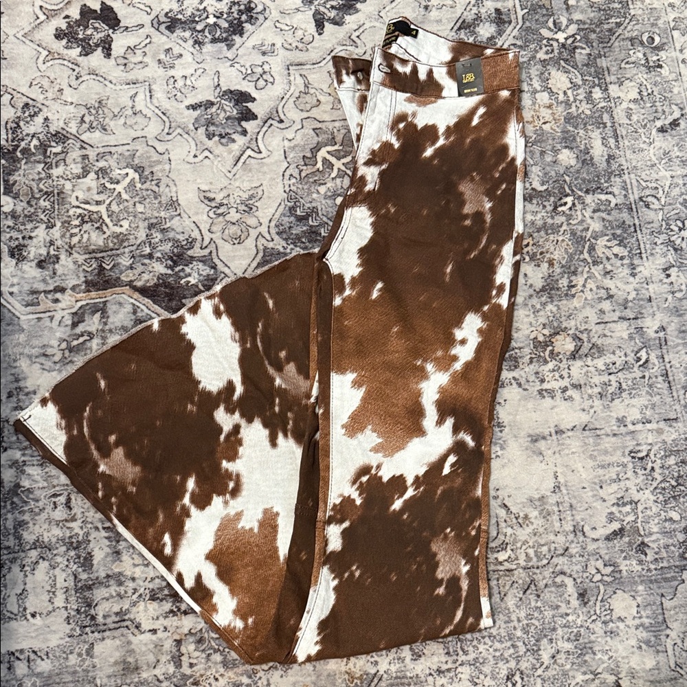 L&B Brown and White Flare Pants